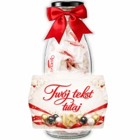 Prezent na 18 urodziny - personalizowana butelka słodyczy na osiemnastkę z pralinami Raffaello