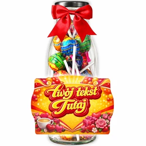 Prezent na Dzień Mamy - personalizowana butelka z lizakami Chupa Chups na prezent dla Mamy i Dzień Matki