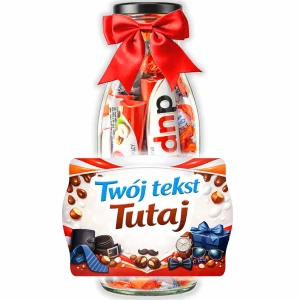 Prezent dla Taty personalizowana butelka ze słodyczami na Dzień Ojca ze słodyczami Kinder Schoko Bons i Kinder Duplo na Dzień Taty