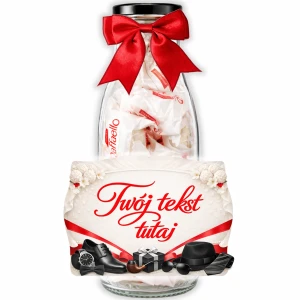 Prezent dla Taty – personalizowana butelka ze słodyczami na Dzień Ojca z pralinami Raffaello na Dzień Taty