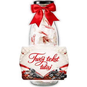 Prezent dla chłopaka – personalizowana butelka na Dzień Chłopaka z pralinami Raffaello. Prezent dla mężczyzny