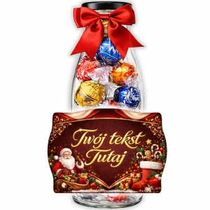 Prezent na mikołajki – Lindor czekoladki na Mikołaja personalizowane w butelce