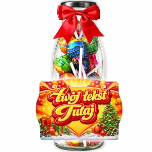 Prezent na Święta – personalizowana świąteczna butelka z lizakami Chupa Chups na prezent pod choinkę