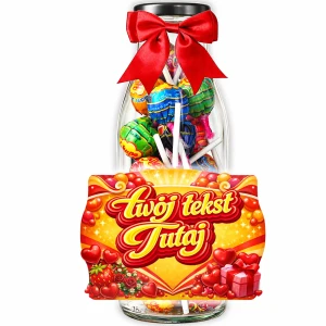 Prezent na walentynki dla niej i dla niego – personalizowana butelka z lizakami Chupa Chups dla dziewczyny i chłopaka