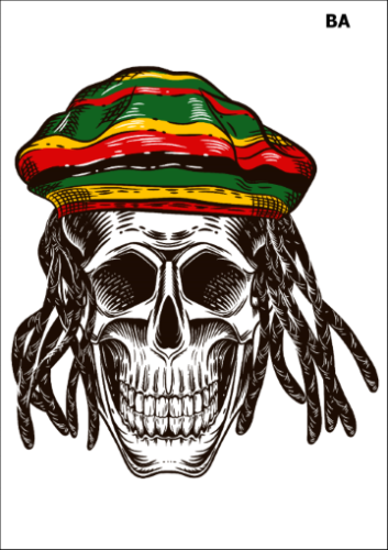 Tatuaz-zmywalny-czaszka-rastafari