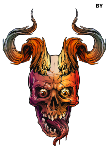 Tatuaz-wodny-demon-czaszka