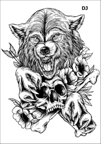 Tatuaz-zmywalny-nordycki-wilk