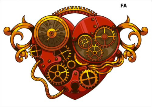 Tatuaz-zmywalny-steampunk-serce