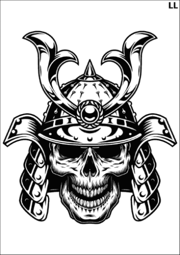 Tatuaz-zmywalny-czaszka-samuraj