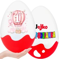 Prezent na roczek dla dziewczynki Jajko Niespodzianka XXL. Pudełko na roczek dla dziewczynki na oryginalny prezent na 1 urodziny. Pamiątka i dekoracja