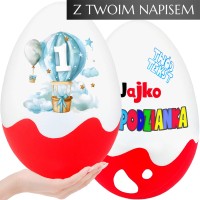 Personalizowany prezent na roczek dla chłopczyka – Jajko Niespodzianka XXL. Pudełko na roczek dla chłopca na wyjątkowy prezent na pierwsze 1 urodziny.