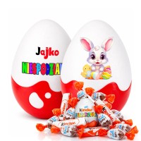 Duże Jajko Niespodzianka XL na Wielkanoc dla dzieci i dorosłych. Słodki prezent wielkanocny na zajączka, ze słodyczami Kinder, max.
