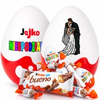 Ślubna Niespodzianka XXL Oryginalny, symboliczny prezent na ślub i rocznicę - Ślubne Jajko, pudełko dla Pary Młodej ze słodyczami, zamiast kwiatów.