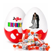 Ślubna Niespodzianka XL Oryginalny, nietypowy, symboliczny prezent na ślub, rocznicę dla Pary Młodej, ze słodyczami Kinder zamiast koperty, kwiatów