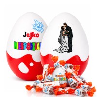 Ślubna Niespodzianka XL z imionami Pary Młodej. Personalizowany, oryginalny prezent na ślub i rocznicę, ze słodyczami i grawerem, zamiast kwiatów.