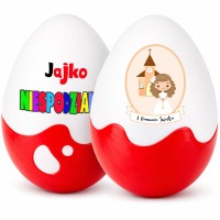 Jajko Komunijna Niespodzianka XXL prezent, pudełko na pierwszą komunię świętą. Drobny, nietypowy, niedrogi upominek dla dziewczynki, od chrzestnej.
