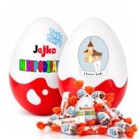 Jajko Komunijna Niespodzianka XL Personalizowany prezent, pudełko z imieniem na pierwszą komunię świętą dla chłopca, ze słodyczami Kinder.