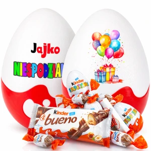 Urodzinowe wielkie maxi Jajko Niespodzianka XXL. Słodki prezent na urodziny ze słodyczami Kinder dla dziecka i dorosłego. Dla chłopaka i dziewczyny.