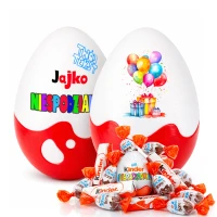 Urodzinowe duże Jajko Niespodzianka 20cm z imieniem. Personalizowany, słodki prezent na urodziny ze słodyczami Kinder grawerem dla dziecka i dorosłego