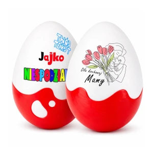 Personalizowany prezent dla Mamy od dzieci - Jajko Niespodzianka 20cm. Prezent na Dzień Matki, święta, urodziny, imieniny, pod choinkę i inne okazje.