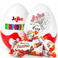 Prezent dla Mamy, która wszystko ma – Jajko Niespodzianka XXL ze słodyczami. Prezent na Dzień Matki, święta, urodziny, imieniny, pod choinkę i inne.