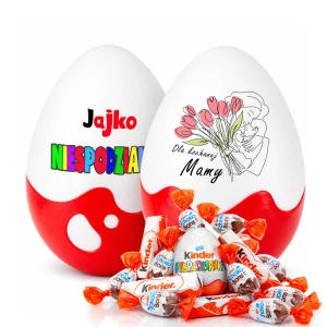 Prezent dla Mamy, która wszystko ma – Jajko Niespodzianka 20cm ze słodyczami. Prezent na Dzień Matki, święta, urodziny, imieniny, pod choinkę i inne.