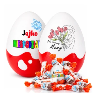 Personalizowany prezent dla Mamy, która wszystko ma - Jajko Niespodzianka 20cm ze słodyczami. Prezent na Dzień Matki, święta, urodziny, imieniny itp.