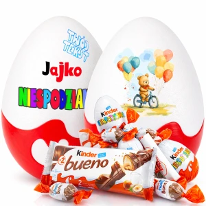 Personalizowany prezent na Dzień Dziecka – Jajko Niespodzianka XXL ze słodyczami. Prezent dla dziecka na urodziny, do przedszkola, zamiast zabawek.