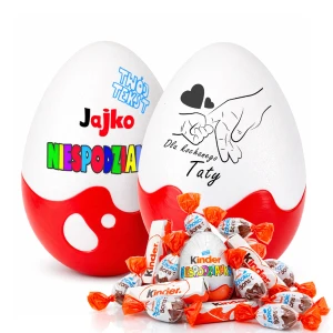 Personalizowany, słodki prezent na Dzień Taty od dziecka - Niespodzianka 20cm ze słodyczami Kinder. Prezent dla taty na Dzień Ojca, urodziny, święta…