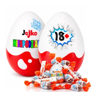 Personalizowany prezent na 18 urodziny 18stke dla dziewczyny, chłopaka Niespodzianka XL 20cm ze słodyczami. Pomysł na śmieszny prezent na osiemnastkę.
