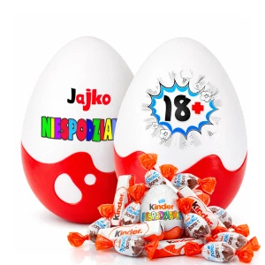 Słodki prezent na 18 urodziny dla dziewczyny i chłopaka Niespodzianka XL 20cm ze słodyczami. Prezent na osiemnastkę 18stkę dla córki, syna, chrześnicy