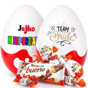Słodki prezent na wieczór panieński Jajko Niespodzianka XXL ze słodyczami. Prezent, upominek, pomysł na podziękowania dla gości na wieczór panieński.