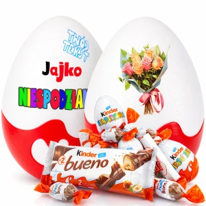 Personalizowany prezent na Dzień Kobiet – Niespodzianka XXL. Słodycze, czekoladki na Dzień Kobiet. Box, zestaw, kosz prezentowy dla żony, narzeczonej.