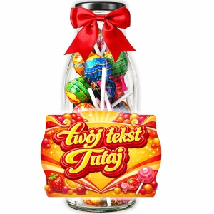 Prezent personalizowany – butelka ze słodyczami Chupa Chups, zestaw słodyczy dla dzieci na urodziny