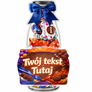 Prezent personalizowany – butelka ze słodyczami Malaga Tiki-Taki Kasztanki, zestaw słodyczy na urodziny