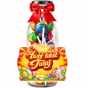 Prezent na Wielkanoc dla dzieci – słodycze wielkanocne na zajączka w personalizowanej butelce. Chupa Chups