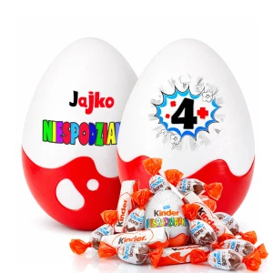 Prezent ze słodyczami na 4 rocznicę, 4 urodziny dla chłopca i dziewczynki. Niespodzianka XL 20cm. Słodki prezent na 4 lecie na 4 lata. Kosz prezentowy