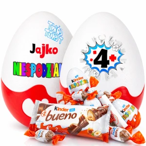 Personalizowany prezent ze słodyczami na 4 rocznicę, 4 urodziny dla dziewczynki i chłopca. Niespodzianka XXL. Słodki prezent na 4 lata, 4 lecie. Box.