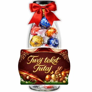 Prezent na Wielkanoc dla dzieci – wielkanocne słodycze w personalizowanej butelce na zajączka. Lindor