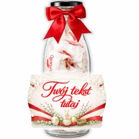 Prezent na Wielkanoc dla dzieci – słodycze wielkanocne na zajączka w personalizowanej butelce. Raffaello