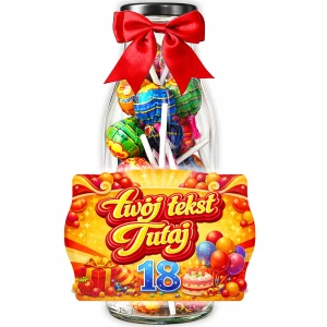 Prezent na 18 urodziny - personalizowana butelka na osiemnastkę z lizakami Chupa Chups