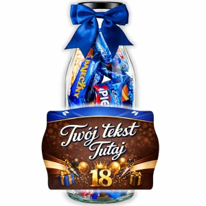Prezent na 18 urodziny - personalizowana butelka z cukierkami Mieszanka Wedlowska na osiemnastkę